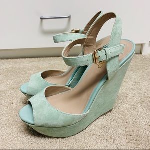 Aldo mint suede platform sandals